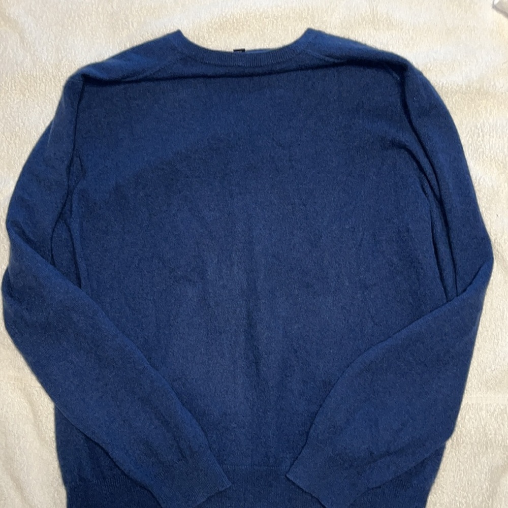 Cashmere v neck pullover sweater XL Dark Blue